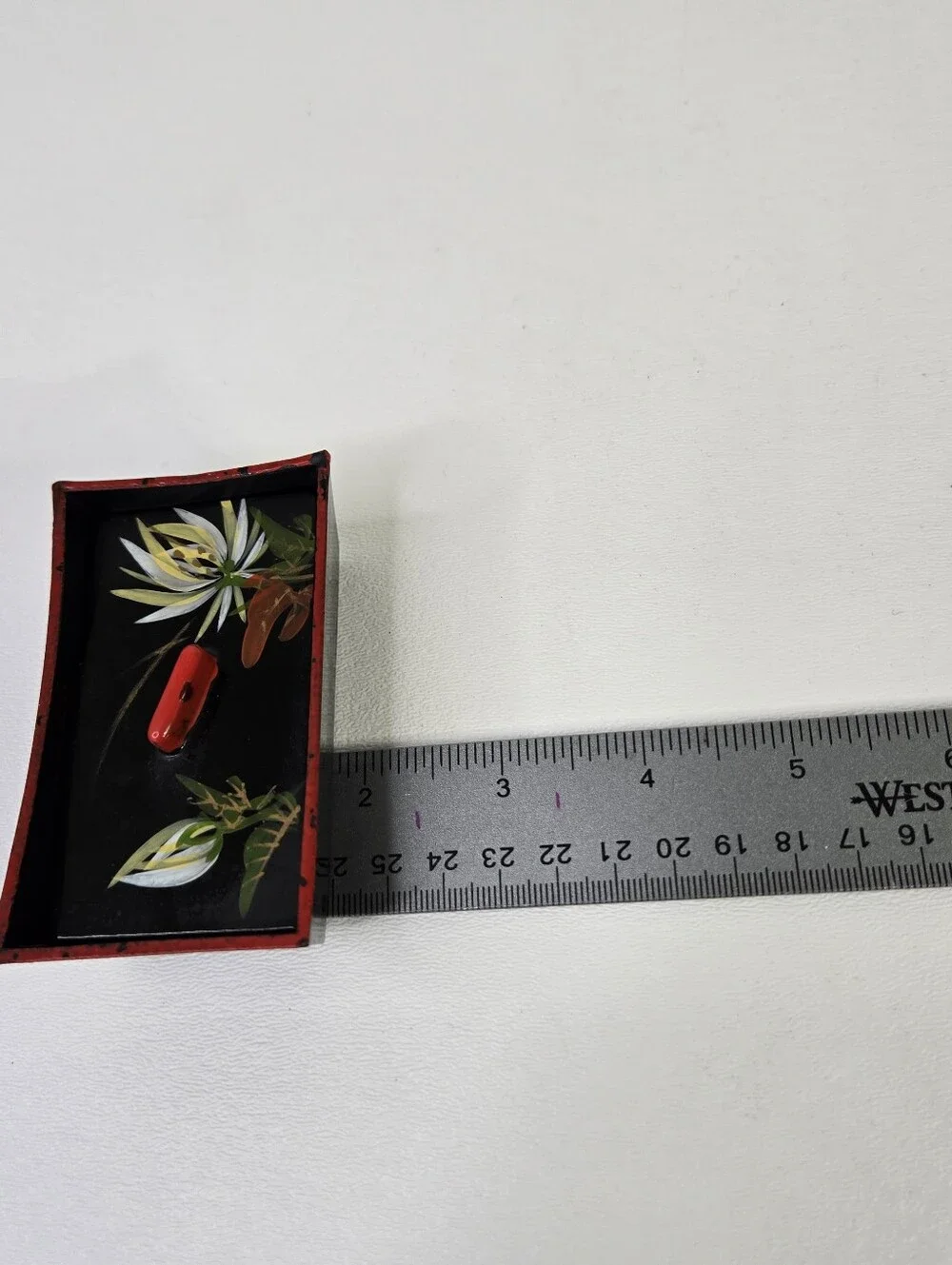 Vtg Japanese Lacquerware Box Set Urushi Maki-e Floral Bamboo Black Red Hand Pain